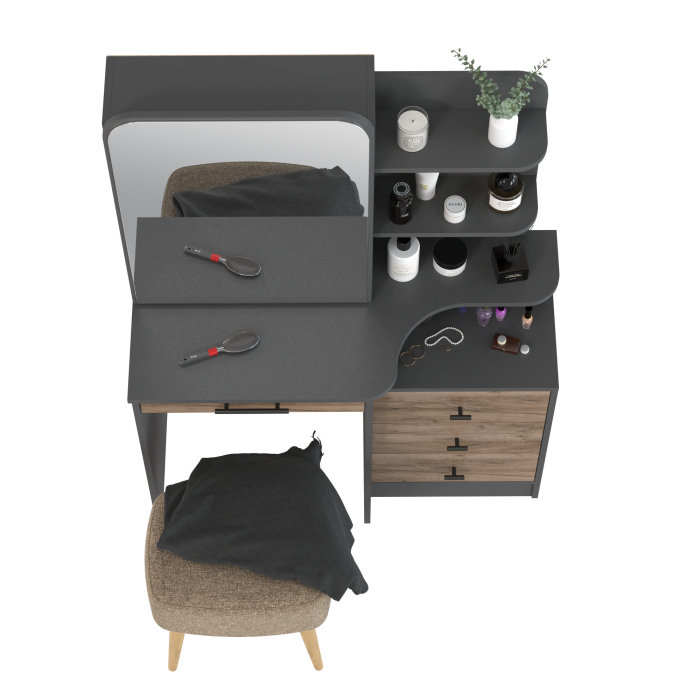 С зеркалом, Трельяж для спальни Верона и банкетка на ножках Полли