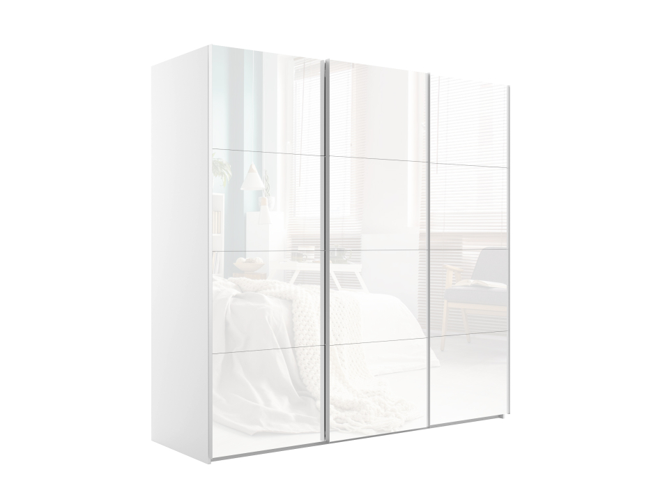 Шкафы-купе 3-х дверные, Шкаф-купе Эста Трио Стекло белое 240х66х240
