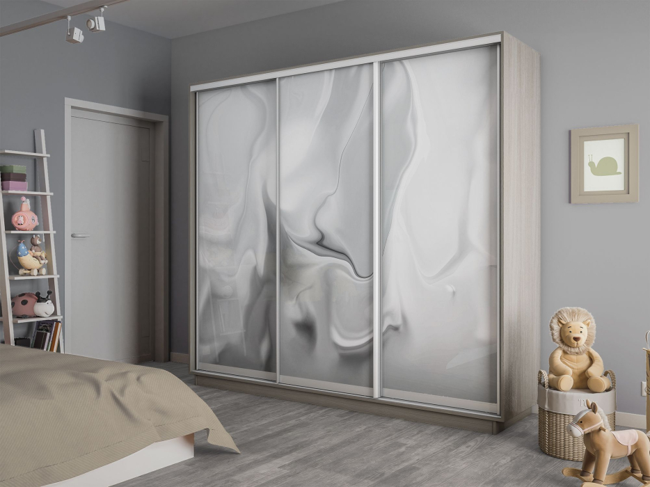 Шкафы-купе 3-х дверные, Шкаф-купе Экспресс 3-х дверный Фотопечать Шелк Стекла 240х60х240