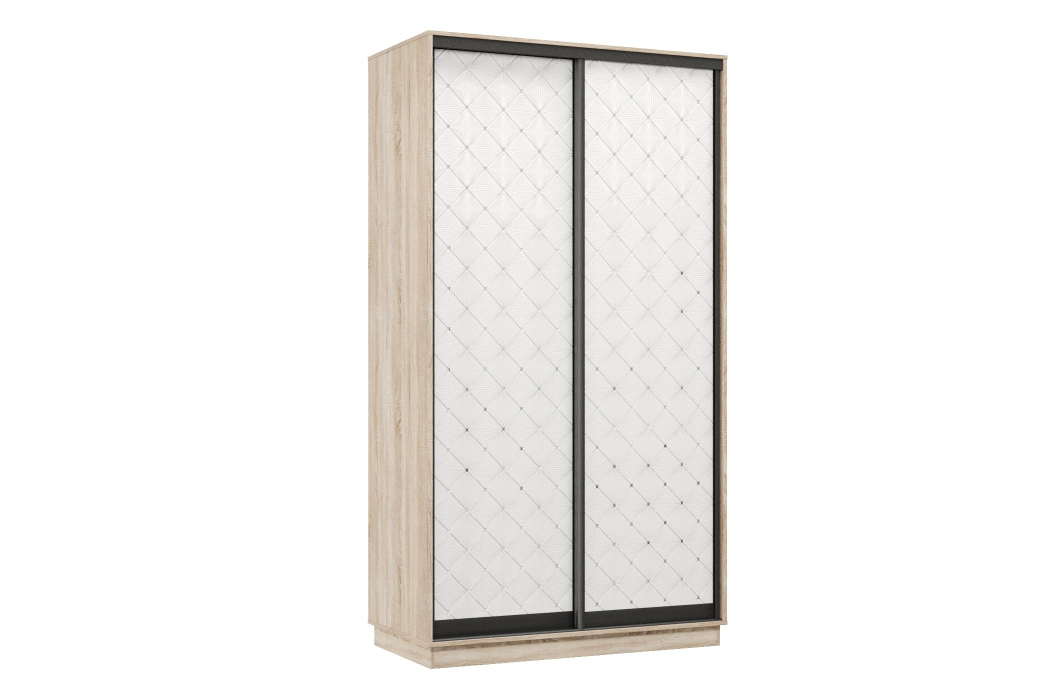 Шкафы-купе 2-х дверные, Шкаф-купе Премьер 11 (01РБ;01РБ) фасады ромб белый/двухдверный/Профиль чёрный муар