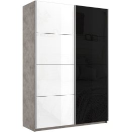 Шкаф-купе Прайм 2х дверный Белый Глянец/Стекло черное 120х57х230