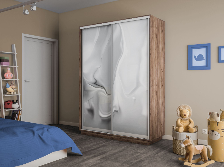 Шкафы-купе 2-х дверные, Шкаф-купе Экспресс 2-х дверный Фотопечать Шелк Стекла 160х45х220