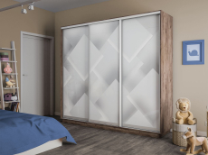 Шкафы-купе 3-х дверные, Шкаф-купе Экспресс 3-х дверный Фотопечать Квадрат Стекла 210х45х220