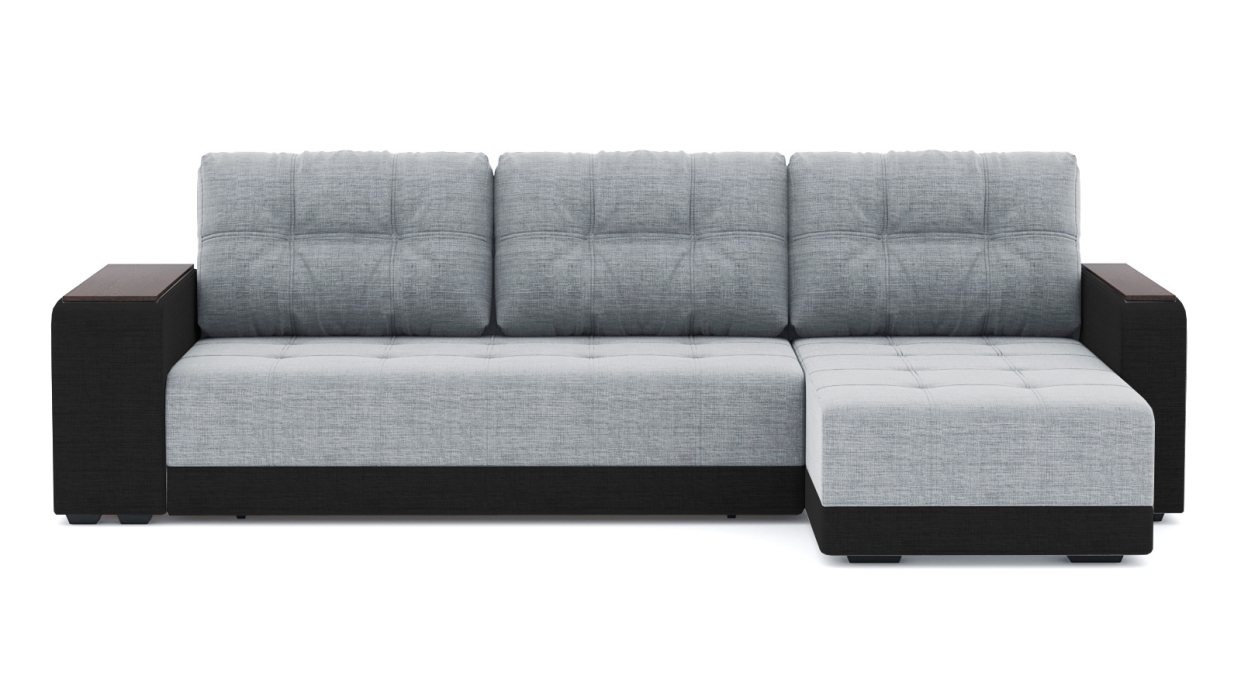 Диваны угловые в гостиную, Диван-кровать угловой Милан ПБ еврокнижка, рогожка+кож.зам