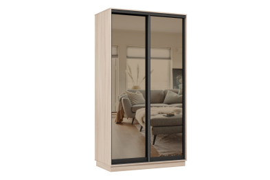 Шкаф-купе Премьер МИНИ 01 (01ЗБ;01ЗБ) фасады зеркало бронза/двухдверный/Профиль чёрный муар