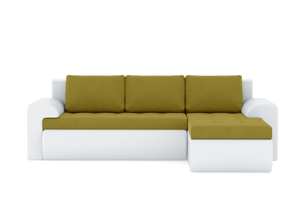 Диваны угловые в гостиную, Диван-кровать угловой Кормак с подлокотниками, велюр+кож.зам.