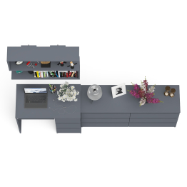 Стол письменный Мори МС-6 правый с большим комодом МК1380.6 и полкой для мелочей