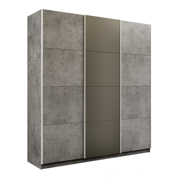 Шкафы-купе 3-х дверные, Шкаф-купе Прайм Широкий 3-х дверный ДСП/Стекла хаки/Доводчики 240х57х230