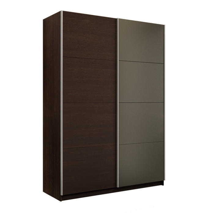 Шкафы-купе 2-х дверные, Шкаф-купе Прайм 2-х дверный ДСП/Стекло хаки/Доводчики 160х57х230