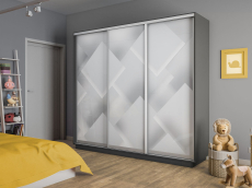 Шкафы-купе 3-х дверные, Шкаф-купе Экспресс 3-х дверный Фотопечать Квадрат Стекла 210х60х240