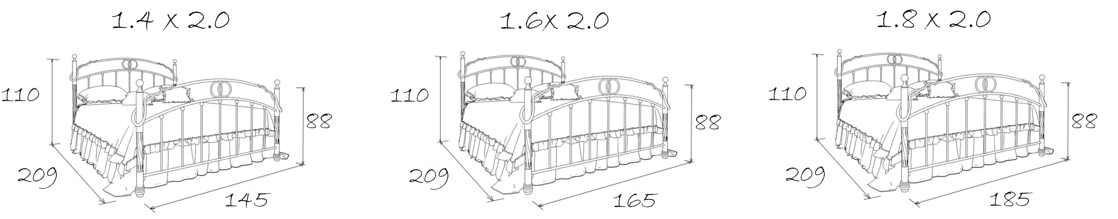 Кованые кровати, Кованая кровать Венеция 1.4 с двумя спинками