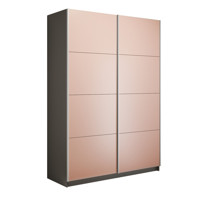 Шкафы-купе 2-х дверные, Шкаф-купе Прайм 2-х дверный Стекла пудра/Доводчики 160х57х230