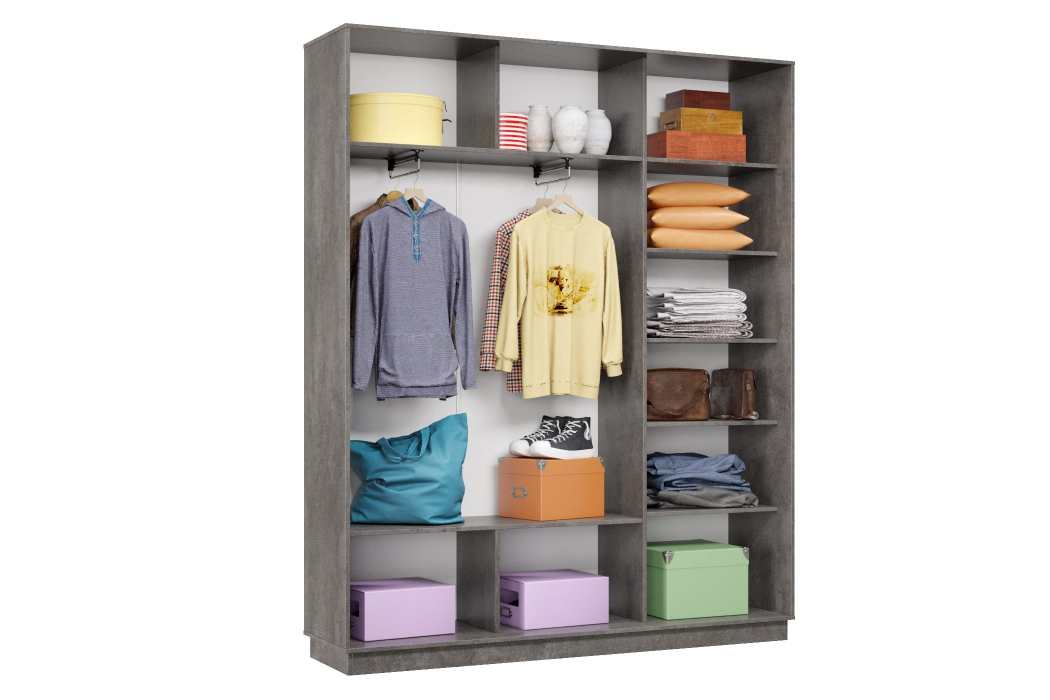 Шкафы-купе 3-х дверные, Шкаф-купе Премьер 21 (01ЗГ;01ЗГ;01ЗГ) фасады зеркало графит/трёхдверный/Профиль чёрный муар