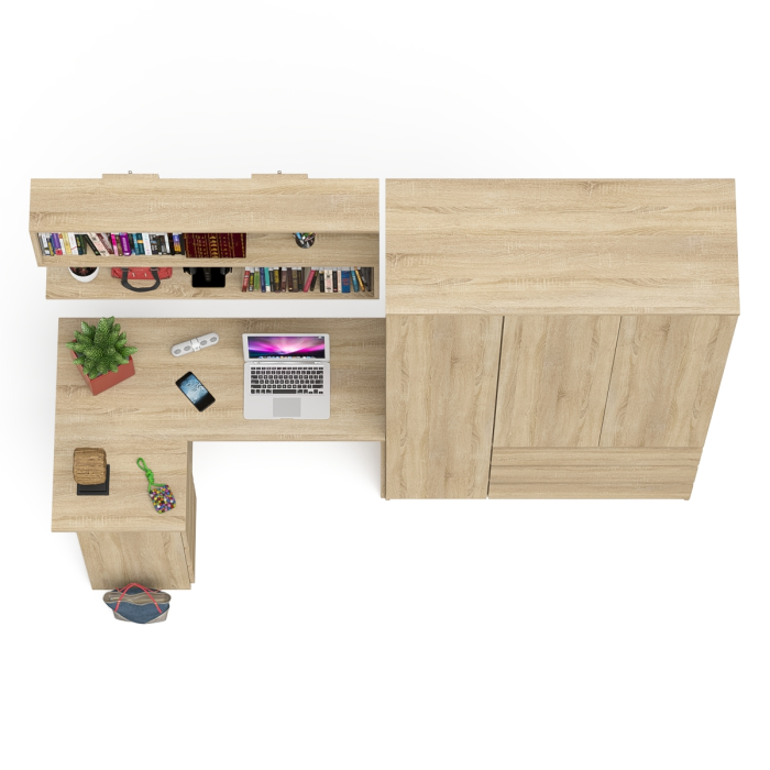 Домашние кабинеты, Стол Мори компьютерный угловой левое исполнение с полкой и шкаф-комодом