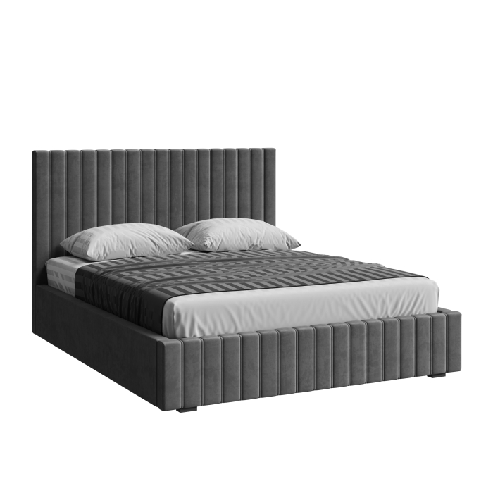 Мягкая кровать, Кровать двуспальная Болонья велюр 140х200 см