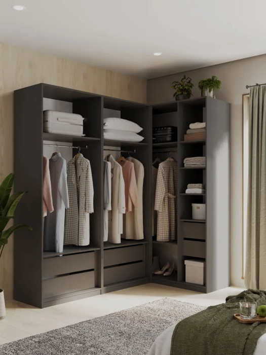 Шкафы, Угловой шкаф для одежды распашной с ящиками, София, 2200х2100х1300мм