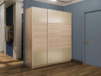 Шкаф-купе Эста 3-х дверный ДСП/Стекла фисташка/Доводчик 270х66х240