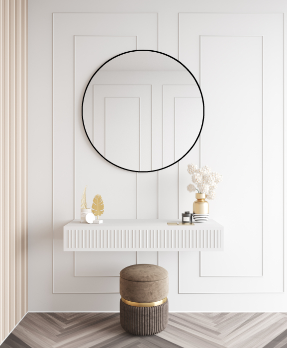 Зеркала в спальню, Дизайнерское настенное зеркало GENGLASS Rauntel L в металлической раме