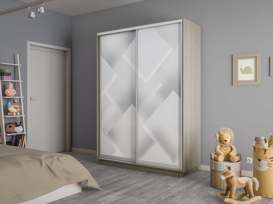 Шкафы-купе 2-х дверные, Шкаф-купе Экспресс 2-х дверный Фотопечать Квадрат Стекла 160х60х240