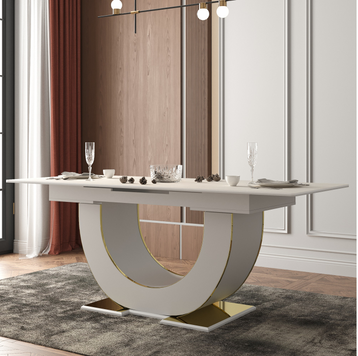 Обеденные столы, Стол Монако, столешница керамогранит (1600/2000х900х820) золото