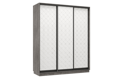 Шкаф-купе Премьер 21 (01РБ;01РБ;01РБ) фасады ромб белый/трёхдверный/Профиль чёрный муар