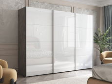 Шкафы-купе 3-х дверные, Шкаф-купе Эста Трио Стекло белое 300х66х240
