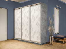 Шкафы-купе 3-х дверные, Шкаф-купе Экспресс 3-х дверный Фотопечать Ленты Стекла 180х60х240