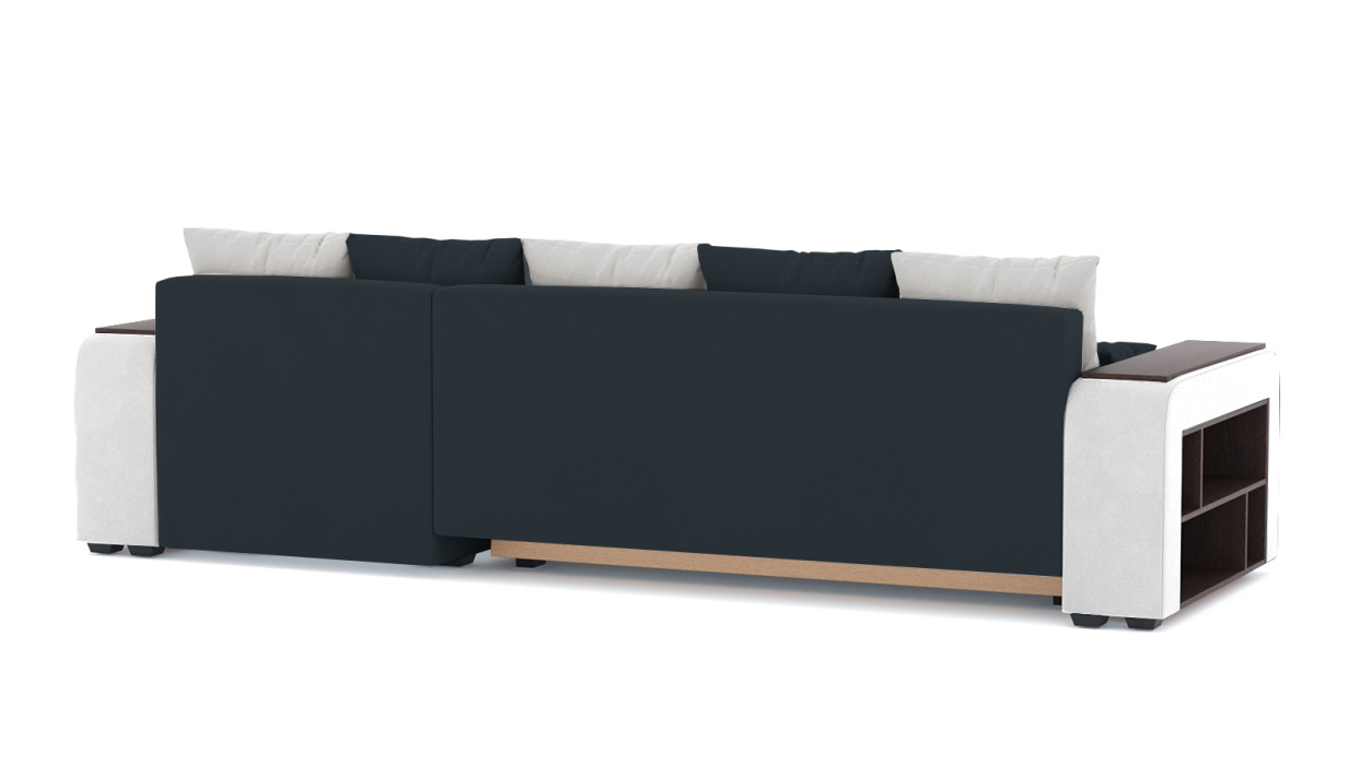 Диваны угловые в гостиную, Диван-кровать угловой Дубай еврокнижка, велюр +кож.зам