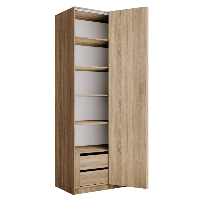 Шкафы распашные, Шкаф складной Е1 Локер ("Гармошка" с системой Push to Move/Правый)101х52,5х220 см, с полками и модулем