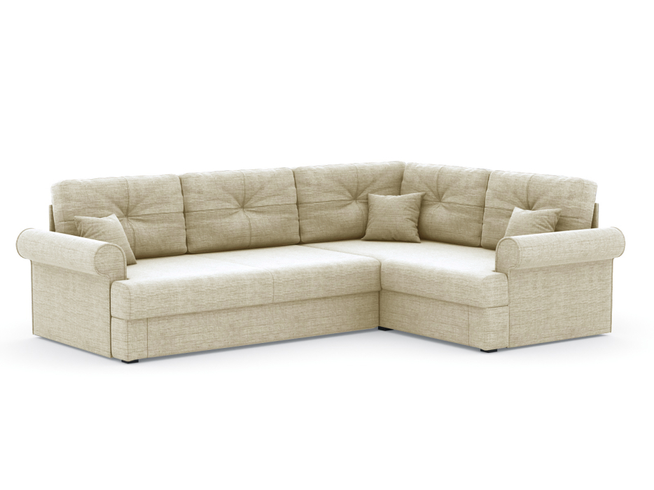 Диваны угловые в гостиную, Диван-кровать угловой Мирта дельфин, рогожка Люкс