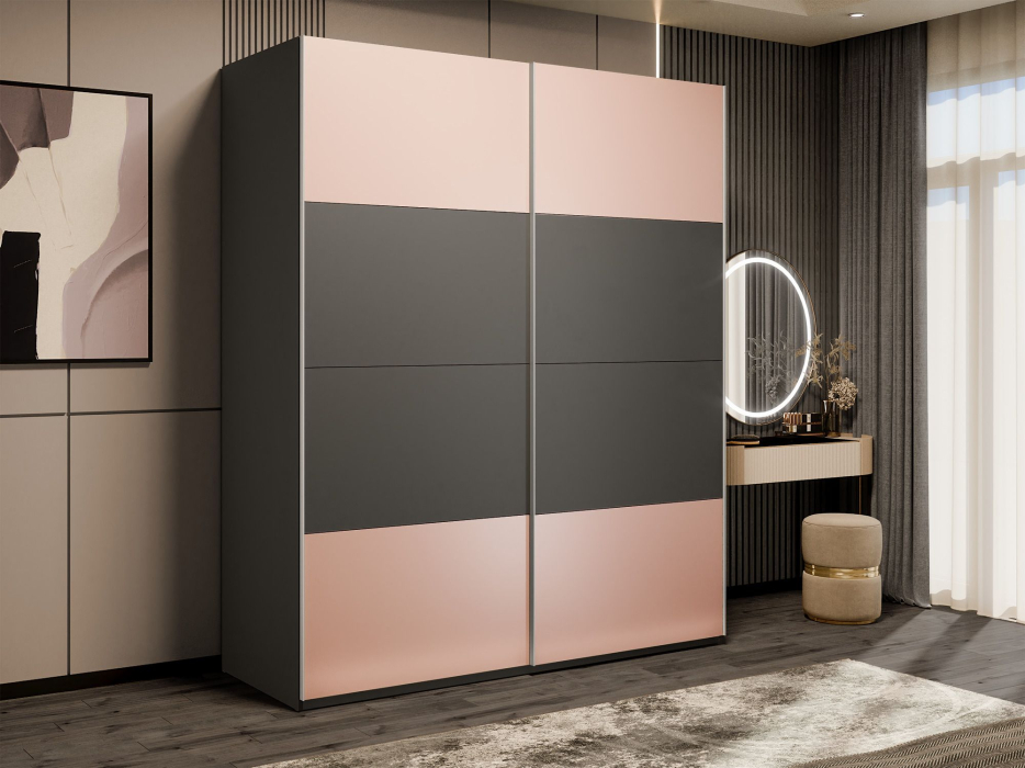 Шкафы-купе 2-х дверные, Шкаф-купе Эста 2-х дверный ДСП/Стекла пудра/Доводчик 200х66х240