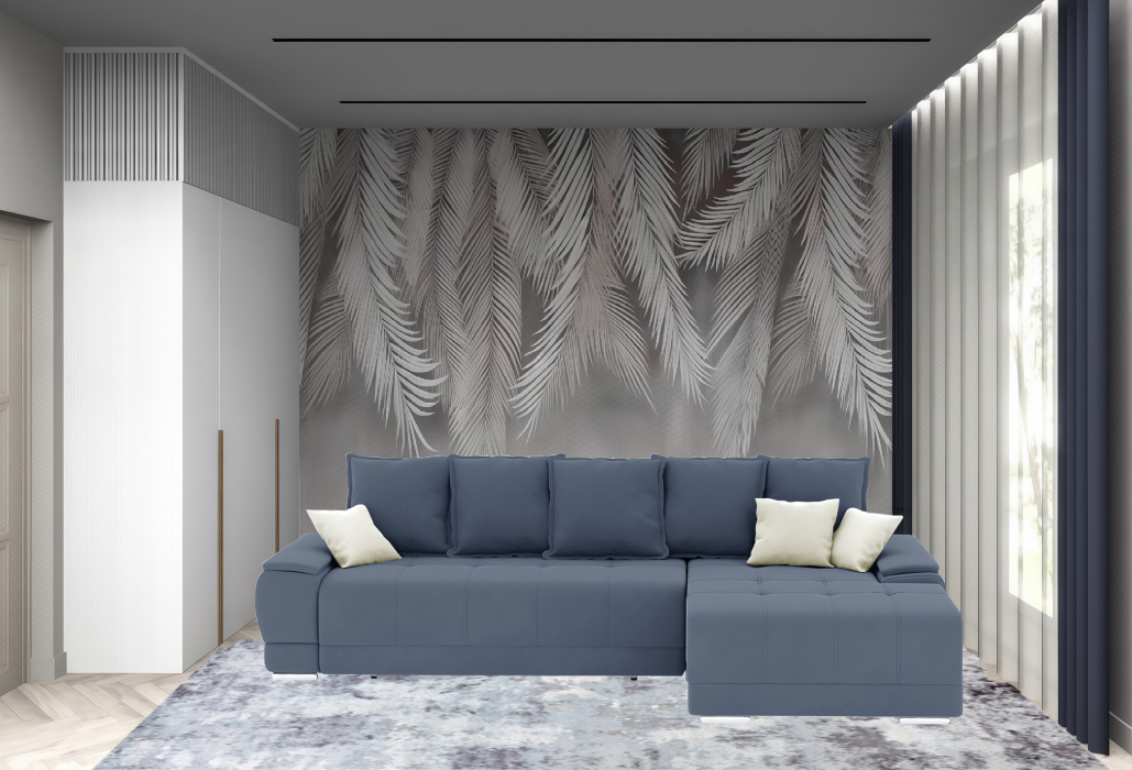 Гостиная, Диван-кровать угловой Нордвикс ПБ, велюр