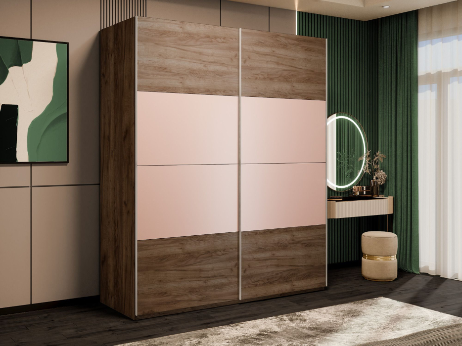 Шкафы-купе 2-х дверные, Шкаф-купе Эста 2-х дверный ДСП/Стекла пудра/Доводчик 180х66х240