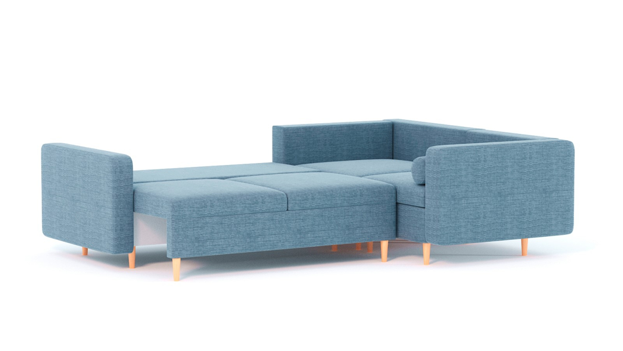 Диваны угловые в гостиную, Диван-кровать угловой еврокнижка-пантограф Белфаст модульный, рогожка