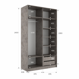 Шкаф-купе Эста 2-х дверный Стекла пудра/Доводчик 180х66х240