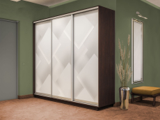 Шкафы-купе 3-х дверные, Шкаф-купе Экспресс 3-х дверный Фотопечать Квадрат Стекла 210х45х240