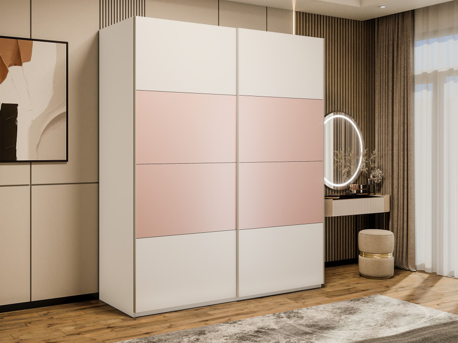Шкафы-купе 2-х дверные, Шкаф-купе Эста 2-х дверный ДСП/Стекла пудра/Доводчик 180х66х240