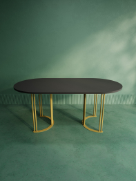 Стол овальный обеденный с золотым металлическим подстольем VIOLUR 180