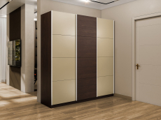 Шкафы-купе 3-х дверные, Шкаф-купе Эста 3-х дверный ДСП/Стекла фисташка/Доводчик 270х66х240