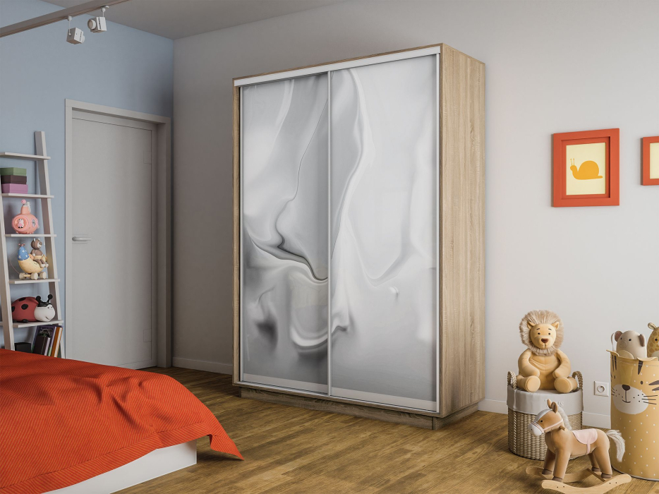 Шкафы-купе 2-х дверные, Шкаф-купе Экспресс 2-х дверный Фотопечать Шелк Стекла 160х45х220