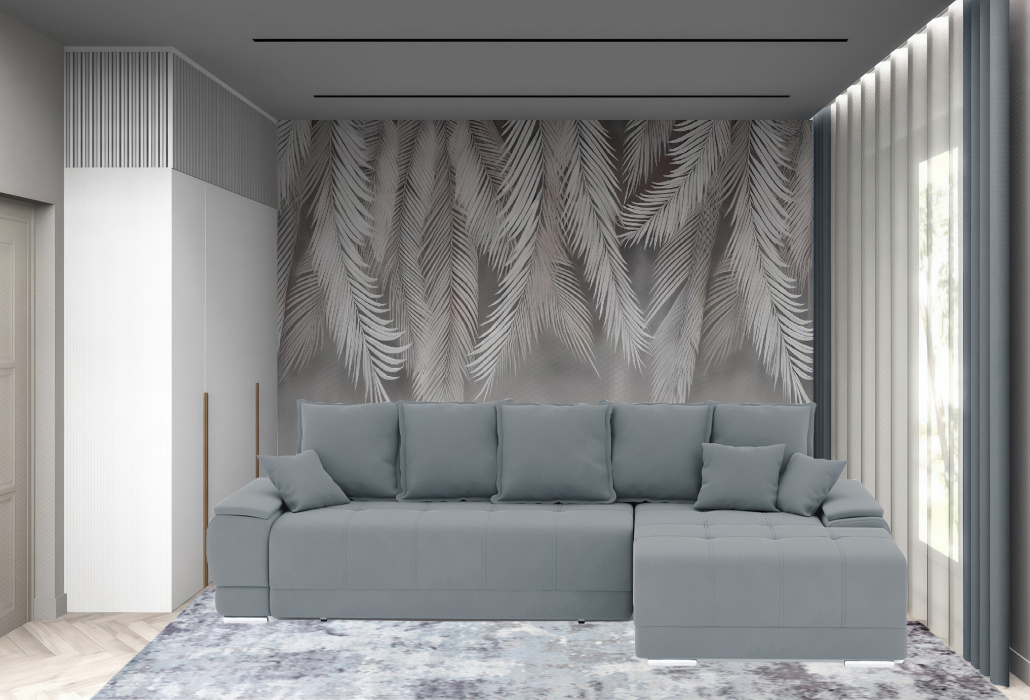 Гостиная, Диван-кровать угловой Нордвикс ПБ, велюр