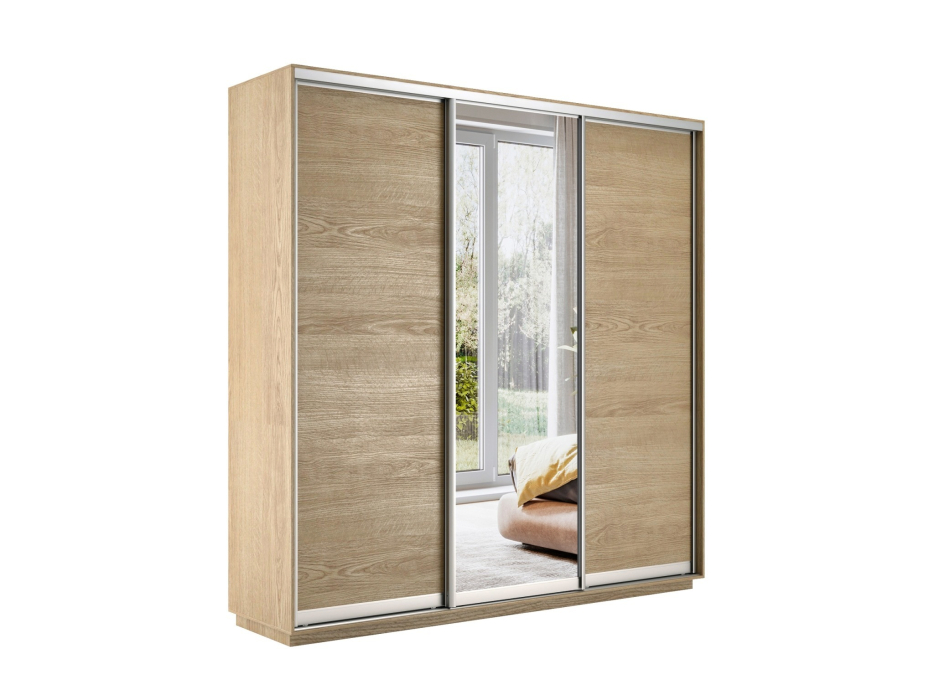 Шкафы-купе 3-х дверные, Шкаф-купе Экспресс Медиум (1 зеркало) трио 2400 x 2100 x 450