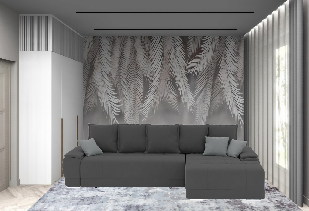 Гостиная, Диван-кровать угловой Нордвикс ПБ, велюр