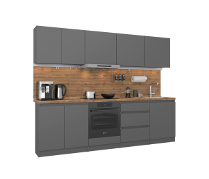 Кухонный гарнитур Леон прямой 260 см, диамант серый