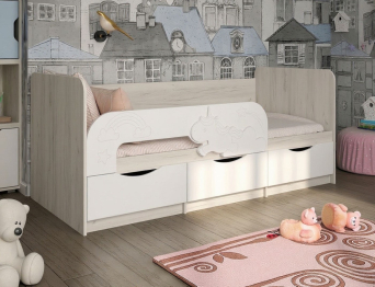 Детская 3D кровать Единорожек (сп/м 800*1600)