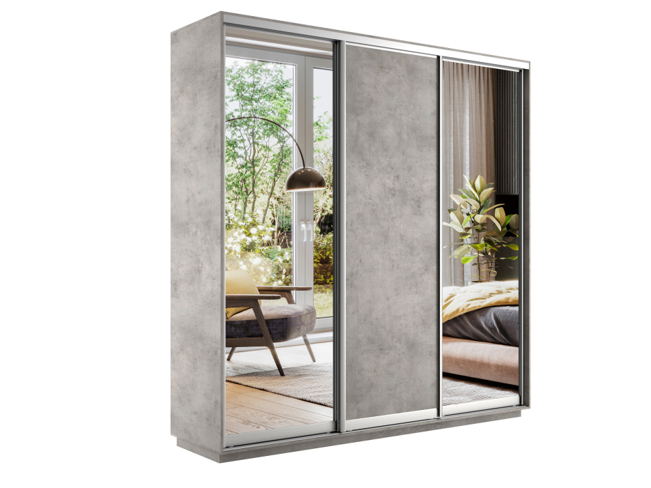 Шкафы-купе, Шкаф-купе Экспресс Медиум (2 зеркала) трио 2200 x 2100 x 600