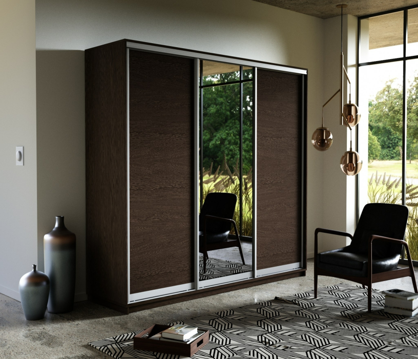 Шкафы-купе, Шкаф-купе Экспресс Медиум (1 зеркало) трио 2200 x 2400 x 600