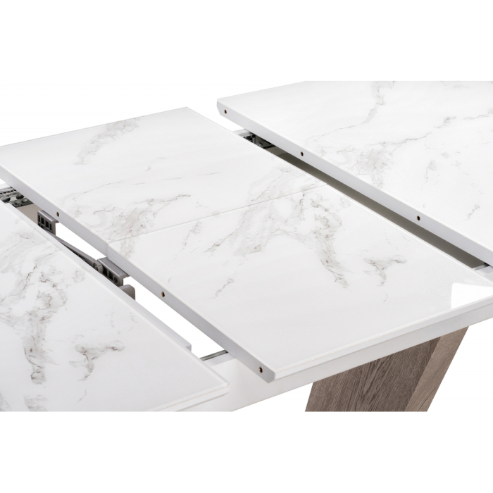 Обеденные столы, Стол Петир 120 дуб с пилением / белая шагрень