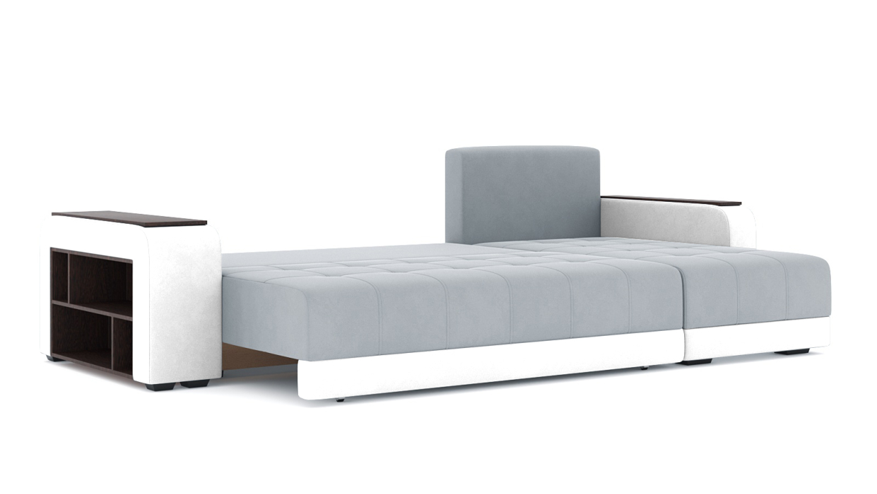 Диваны угловые в гостиную, Диван-кровать угловой Милан ПБ еврокнижка, велюр+кож.зам.