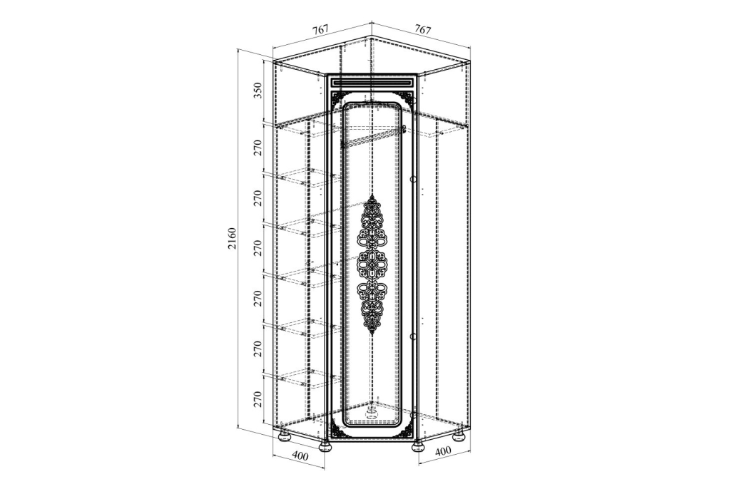 Угловые шкафы, Шкаф угловой Ассоль плюс АС-52К (левый)